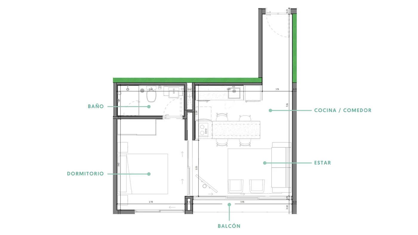 Plano Torre 2 - 1 dormitorio T3